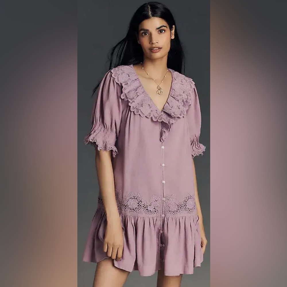 Lavender Lace Trim Dress